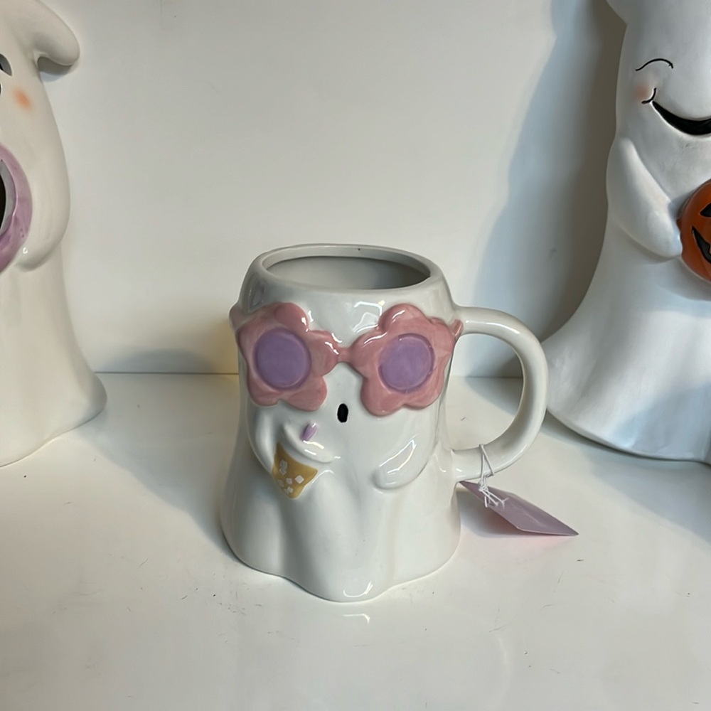 Halloween Ghost with Pink Glasses Mug